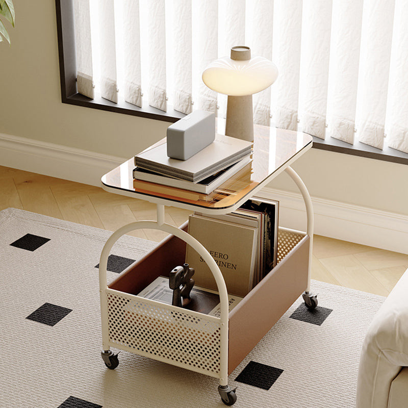 Contemporary Movable Tempered Glass End Table