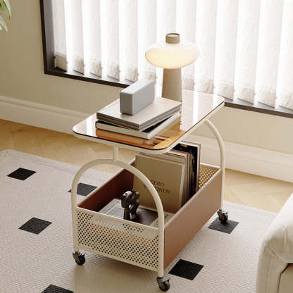 Contemporary Movable Tempered Glass End Table