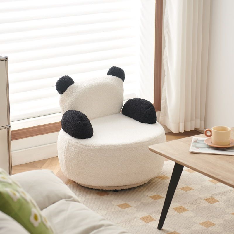 Creative bear lambswool accent chairs in wood