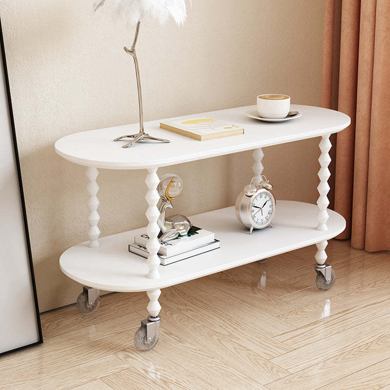 Vintage Oval Wood Plastic 2-Tier Side Table