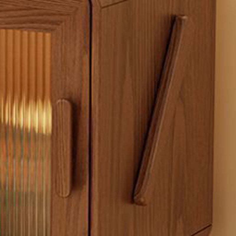 Contemporary Rubberwood Glass Metal Nightstand