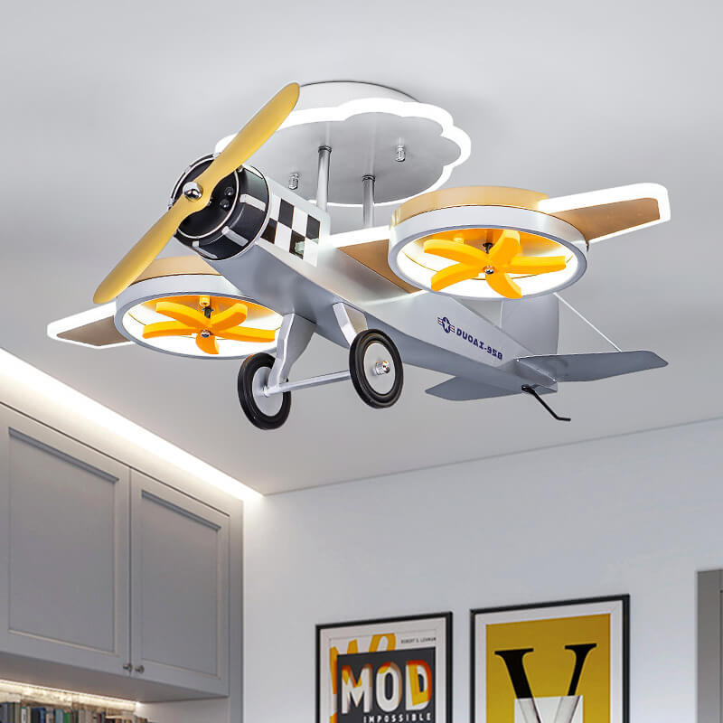 Cartoon Airplane Iron Acrylic LED Kids Ceiling Light