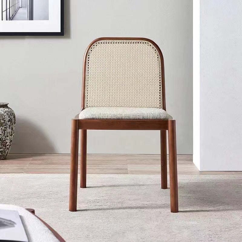 Chinese Woven Wood Fabric Dining Chair