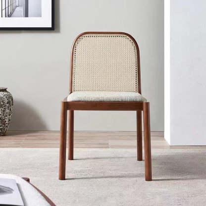 Chinese Woven Wood Fabric Dining Chair