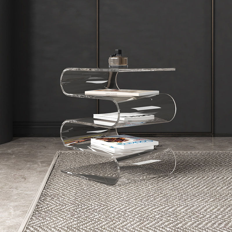 Contemporary Curved Acrylic 5-Tier End Table