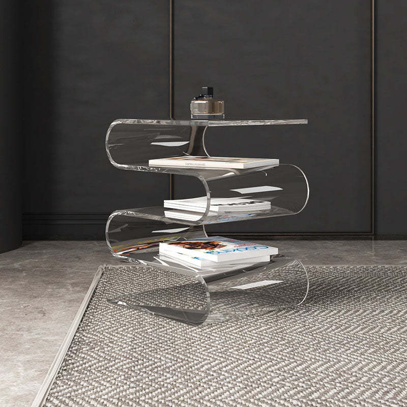 Contemporary Curved Acrylic 5-Tier End Table — Black