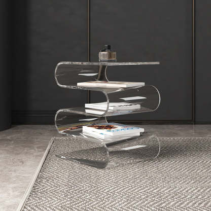 Contemporary Curved Acrylic 5-Tier End Table — Black