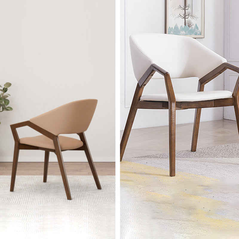 Contemporary Leather Wood Dining Chair