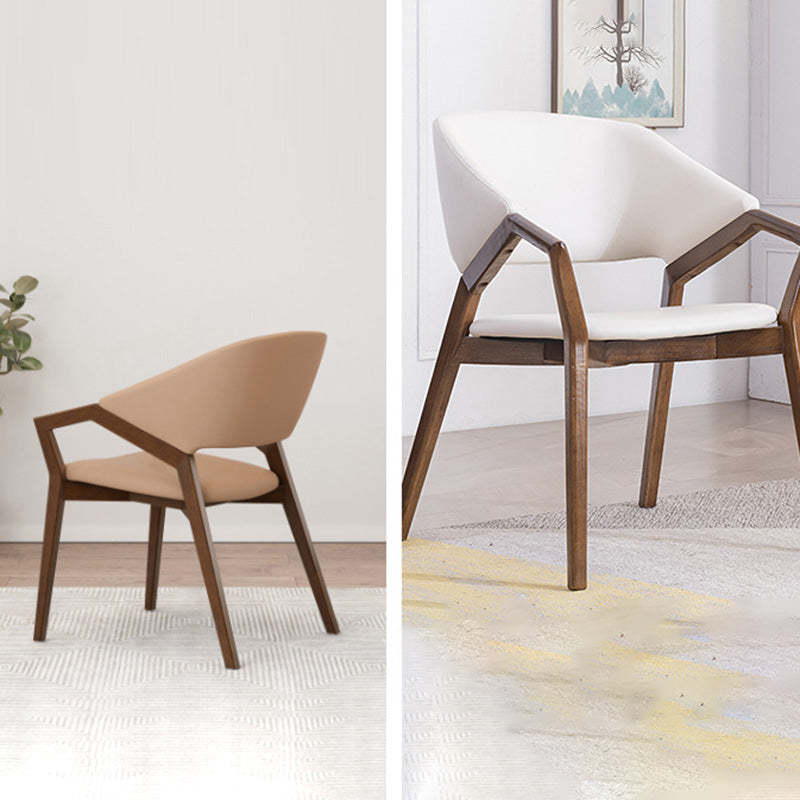 Contemporary Leather Wood Dining Chair