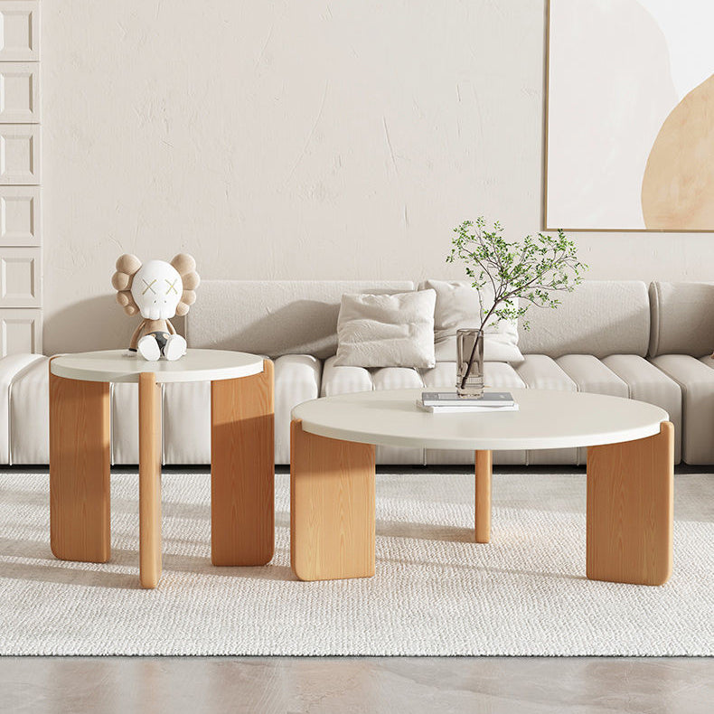 Contemporary Rock Beam Three-Leg Wood Coffee Table