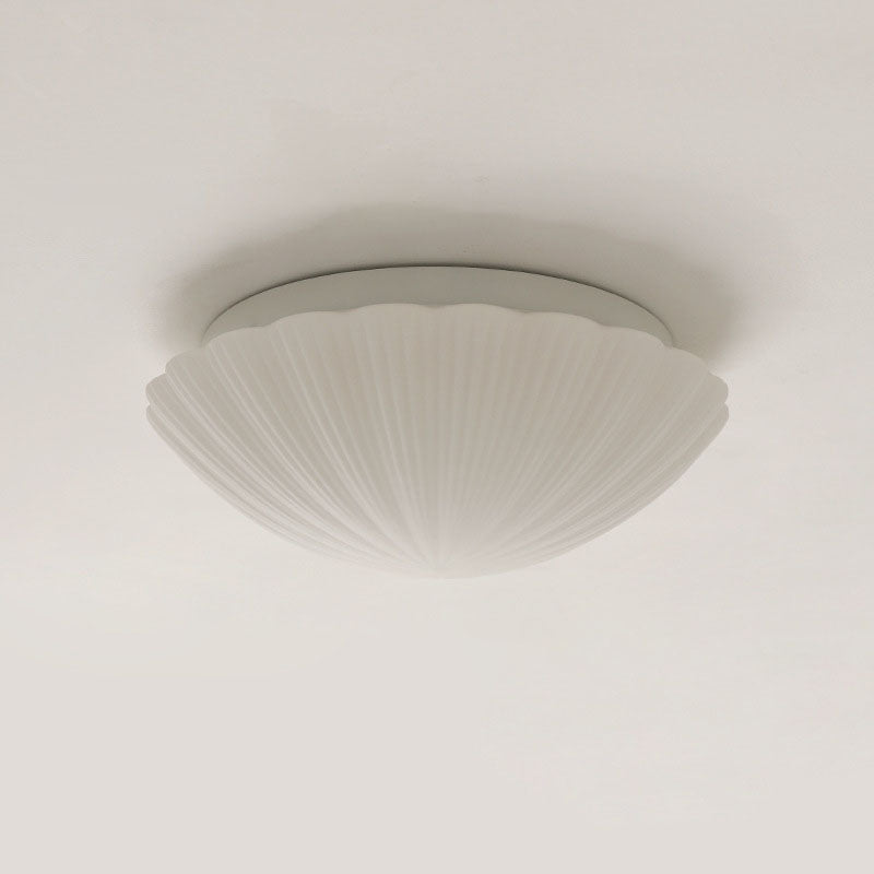 Modern French Cream Shell Glass LED Flush Mount Light