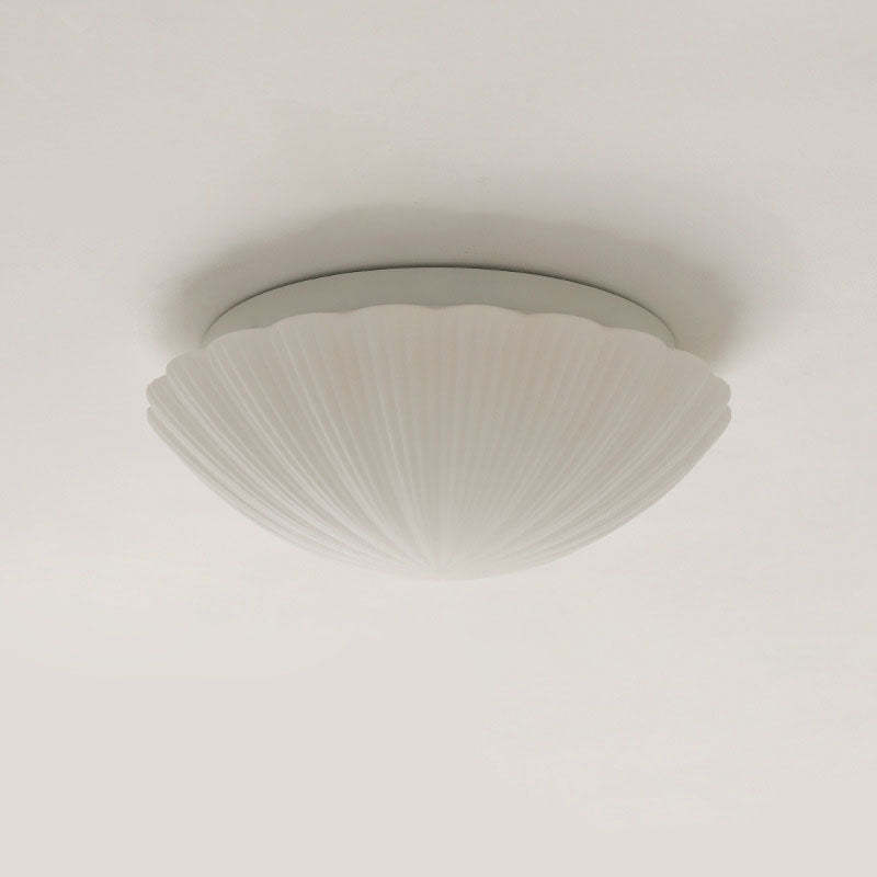 Modern French Cream Shell Glass LED Flush Mount Light