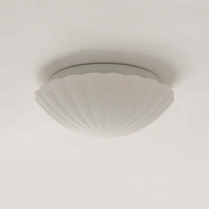 Modern French Cream Shell Glass LED Flush Mount Light