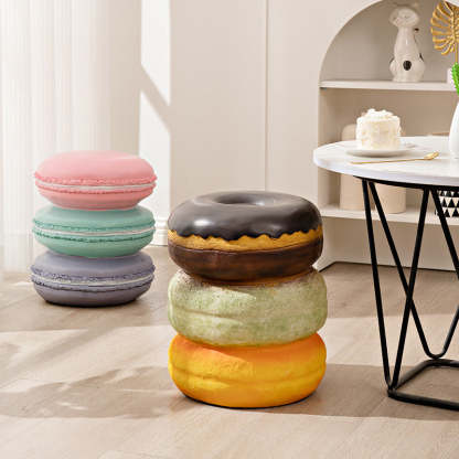 Contemporary Resin Donut Ice Cream Cylindrical Chair — Donut - Black