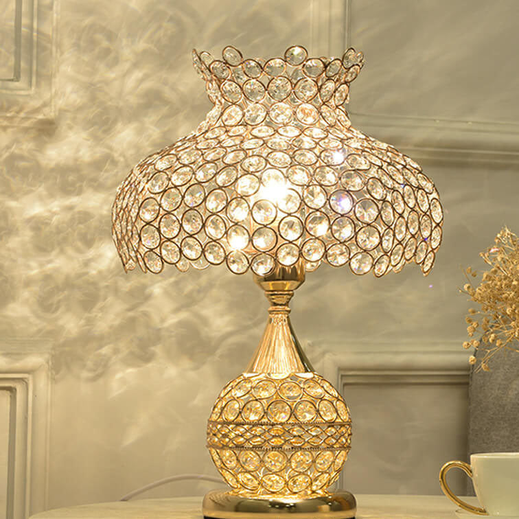 Nordic Luxury Crystal Cone Geometric Table Lamp — Push Button Switch / A / 110V-120V For US/CA