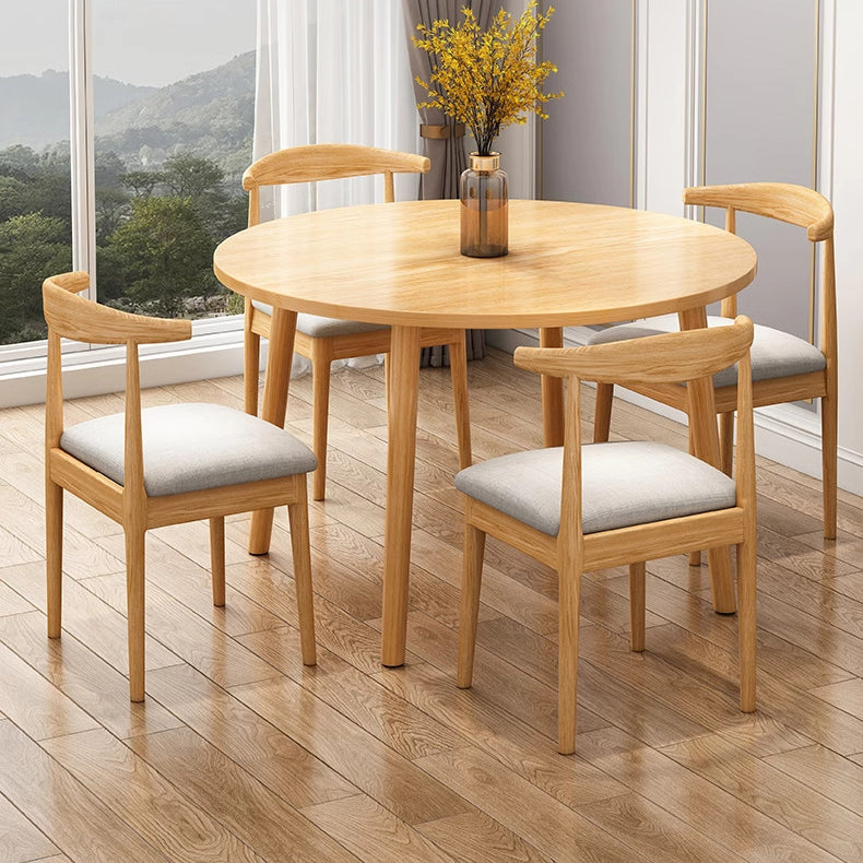 Minimalist Round Faux Slab Wood Dining Table — Original Wood