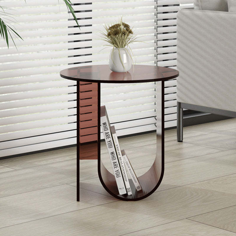 Nordic Curved Acrylic Storage End Table — Amber