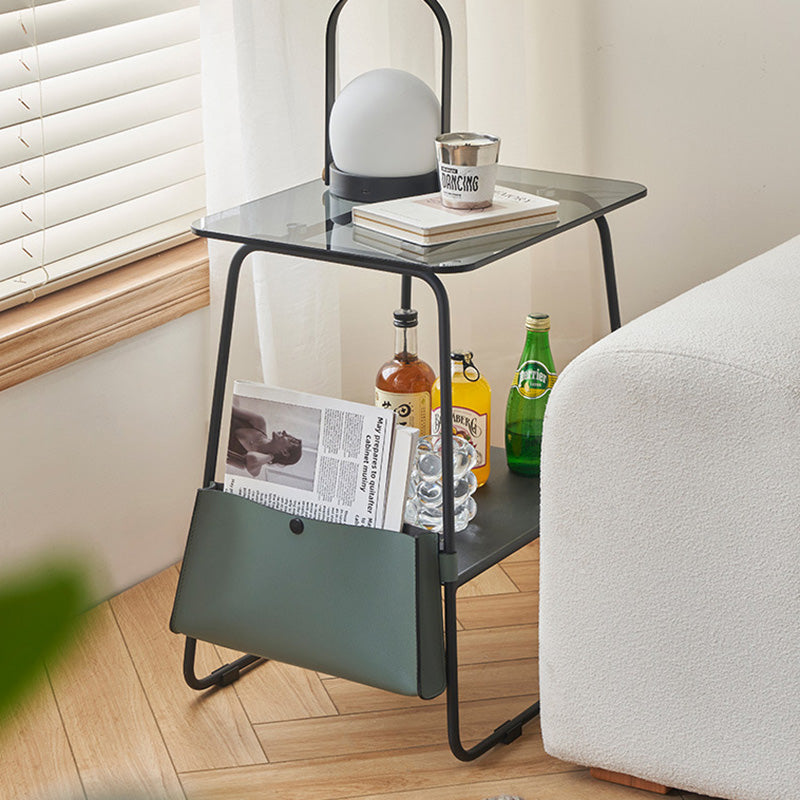 Minimalist Glass Iron 2-Tier Coffee Table