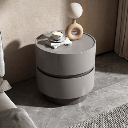 Minimalist Cylinder Wood 2-Drawer Nightstand