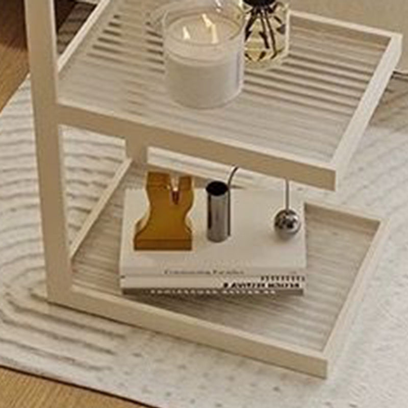 Minimalist Stripe Glass Iron Side Table