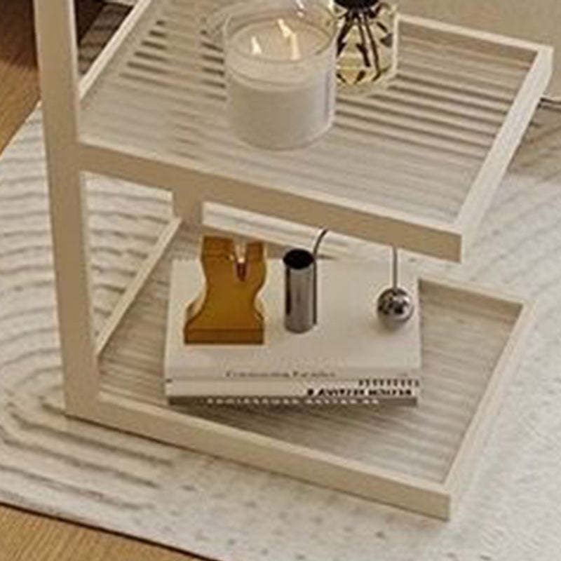 Minimalist Stripe Glass Iron Side Table