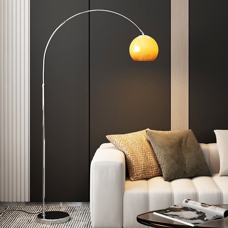 Scandinavian Glass Round Fishing Rod Iron Floor Lamp