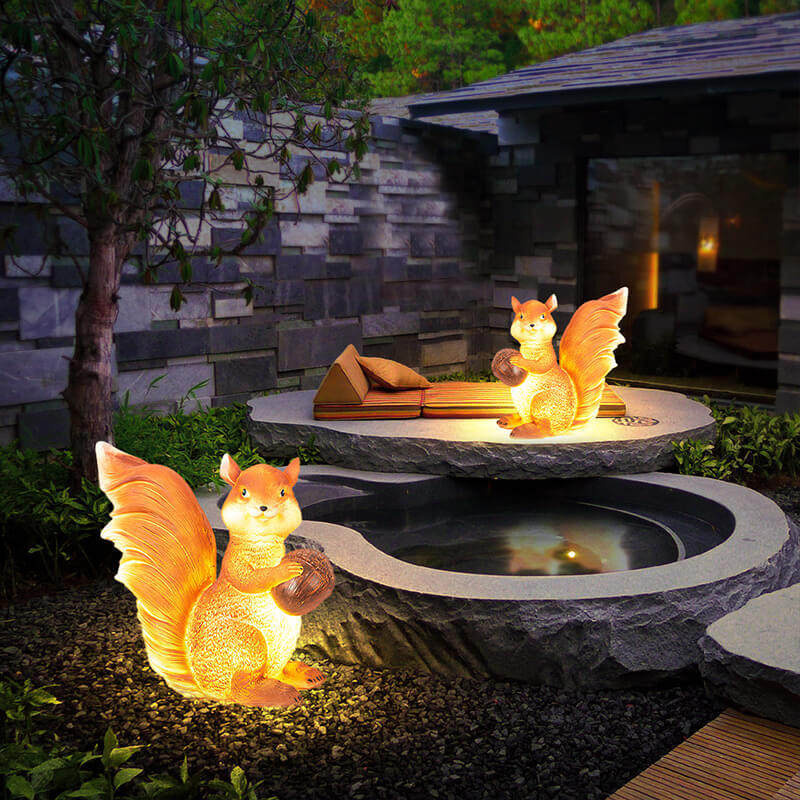 Solar Rabbit Squirrel Resin LED Outdoor Landscape Light