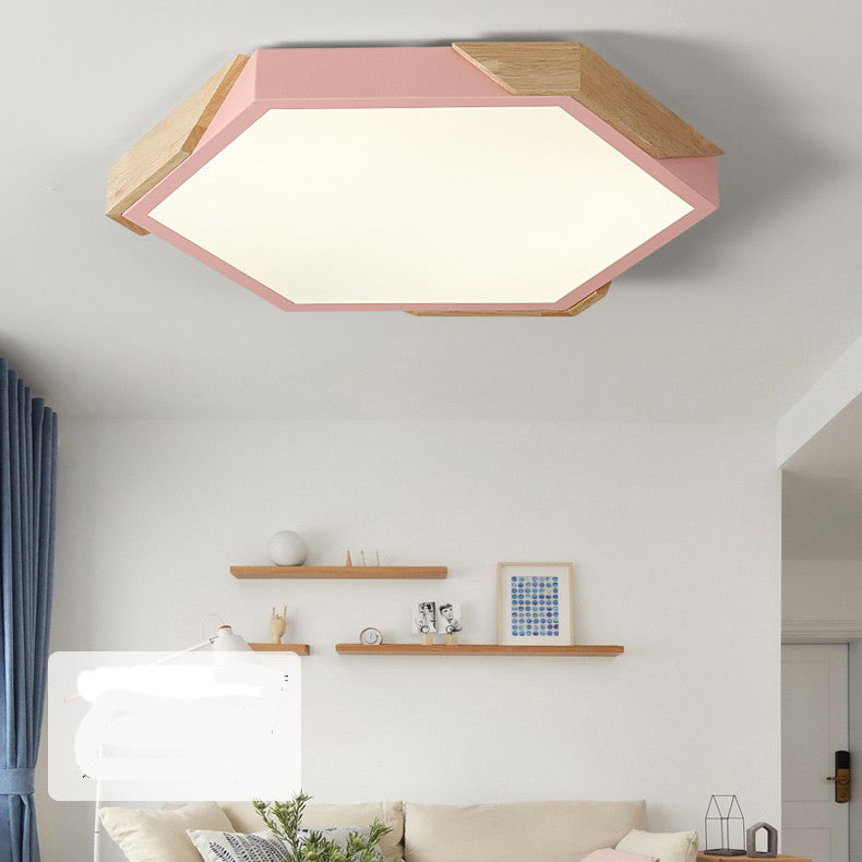Scandinavian Hexagonal Macaron Flush Mount Light