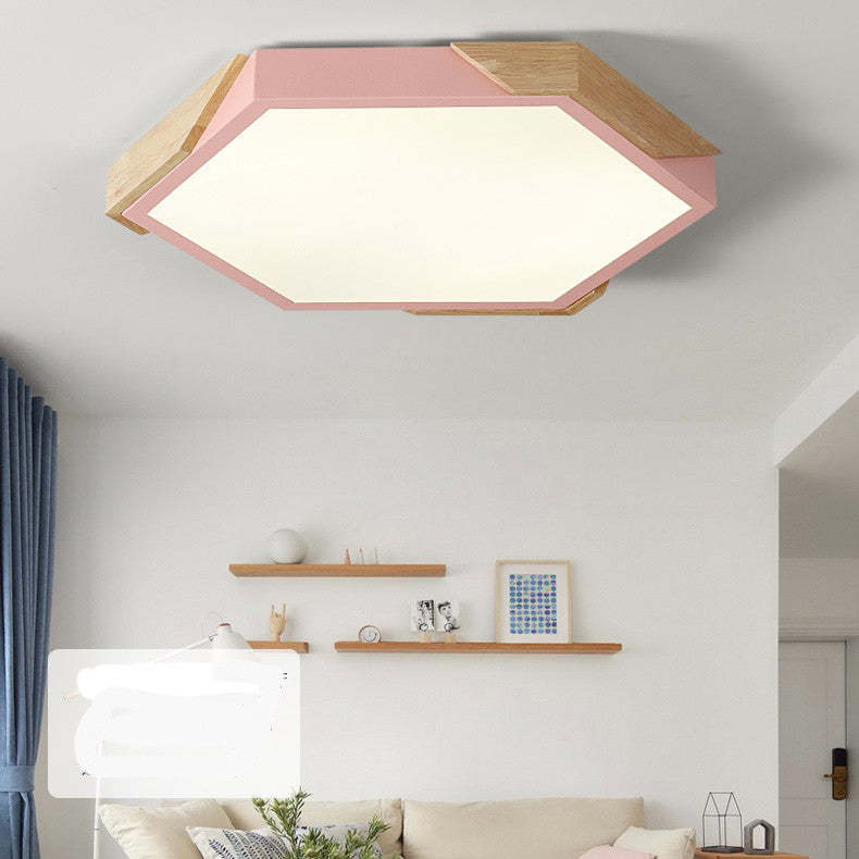 Scandinavian Hexagonal Macaron Flush Mount Light