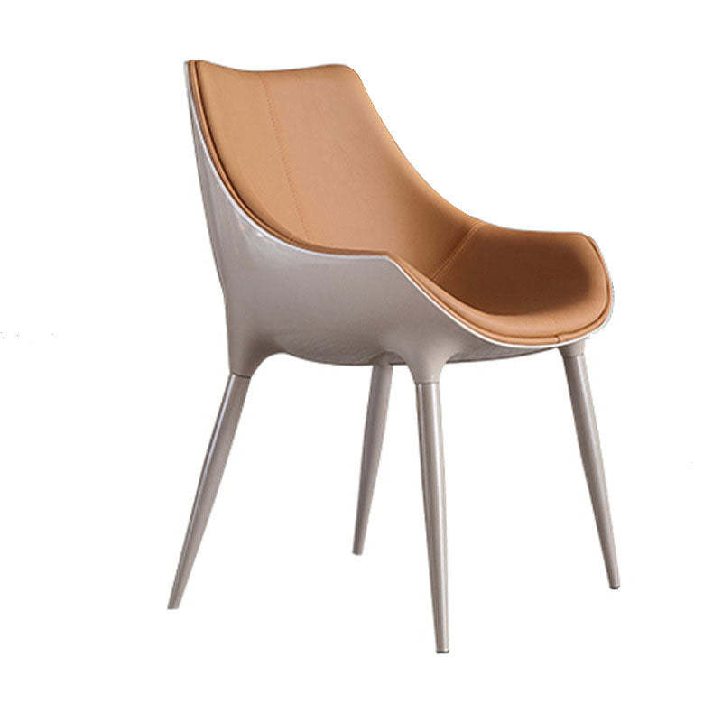 Modern Cowhide Steel Curved Dining Chair