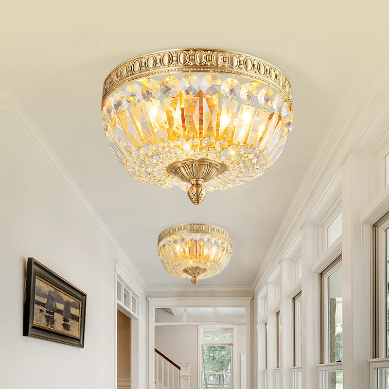 French Vintage Crystal Round 3/5/9-Light Flush Mount
