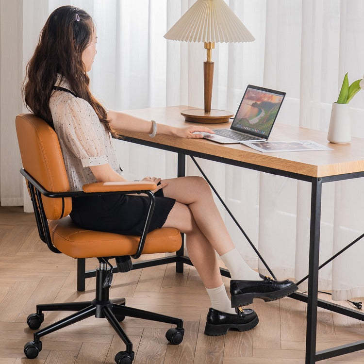 Scandinavian Microfiber Leather Steel Desk Chair
