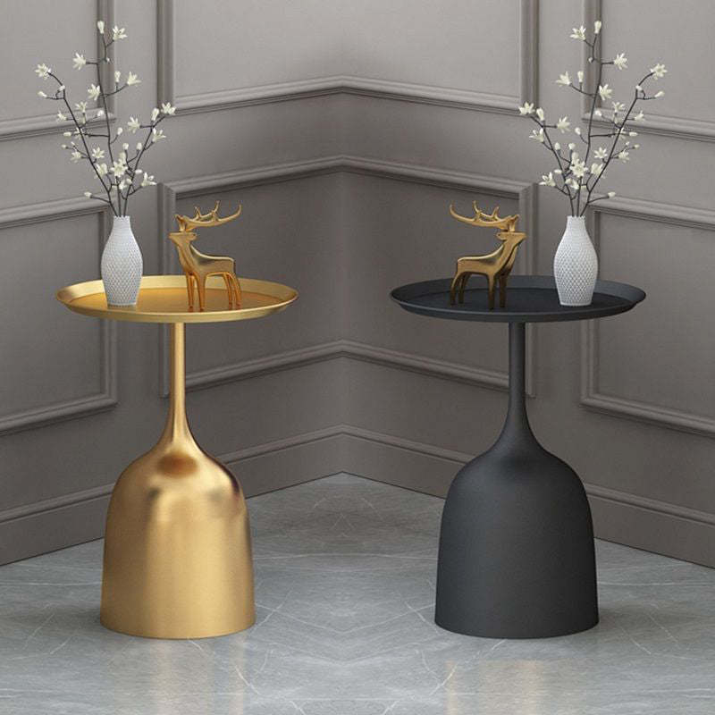 Scandinavian Metal Iron Marble End Table — Gold Frame & Blue Table Top - Iron
