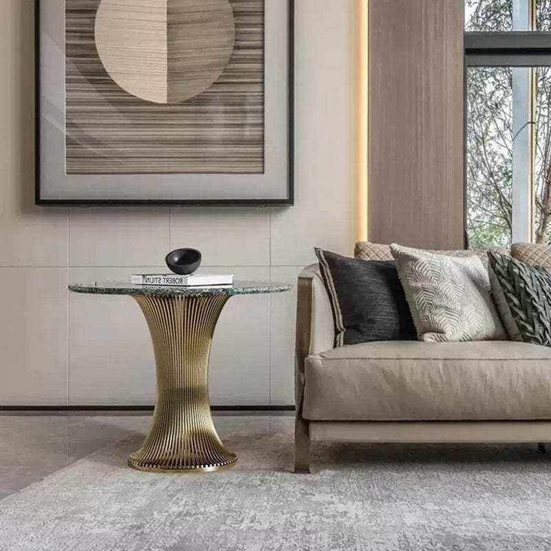 Contemporary Marble Steel Coffee Table Set