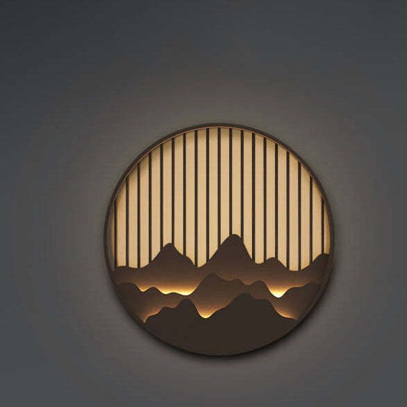 Chinese Modern Mountain Outdoor Wall Light — Warm Light (3000K) / 220V-240V For UK/AU