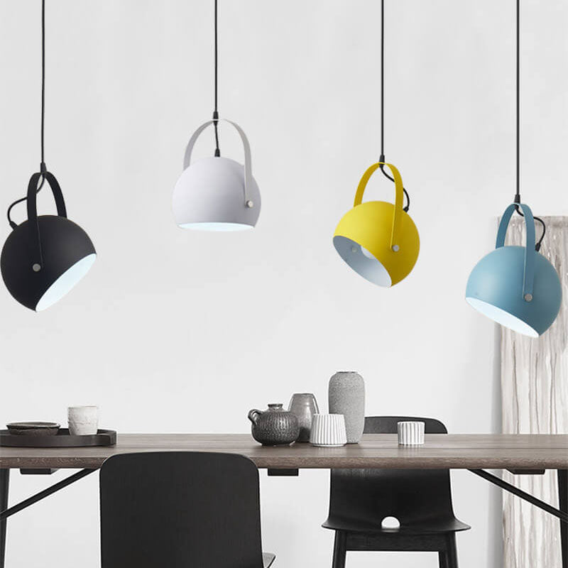 Gray aluminum semicircle macaron pendant lighting - nordic — Small (12"H / Pink / 220V-240V (UK/AU)