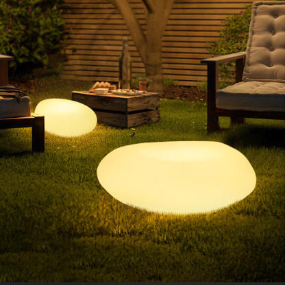 Solar Simulation Stone Garden Landscape Light — Hardwired ( 220V-240V For US/CA) + Warm Light (3000K)