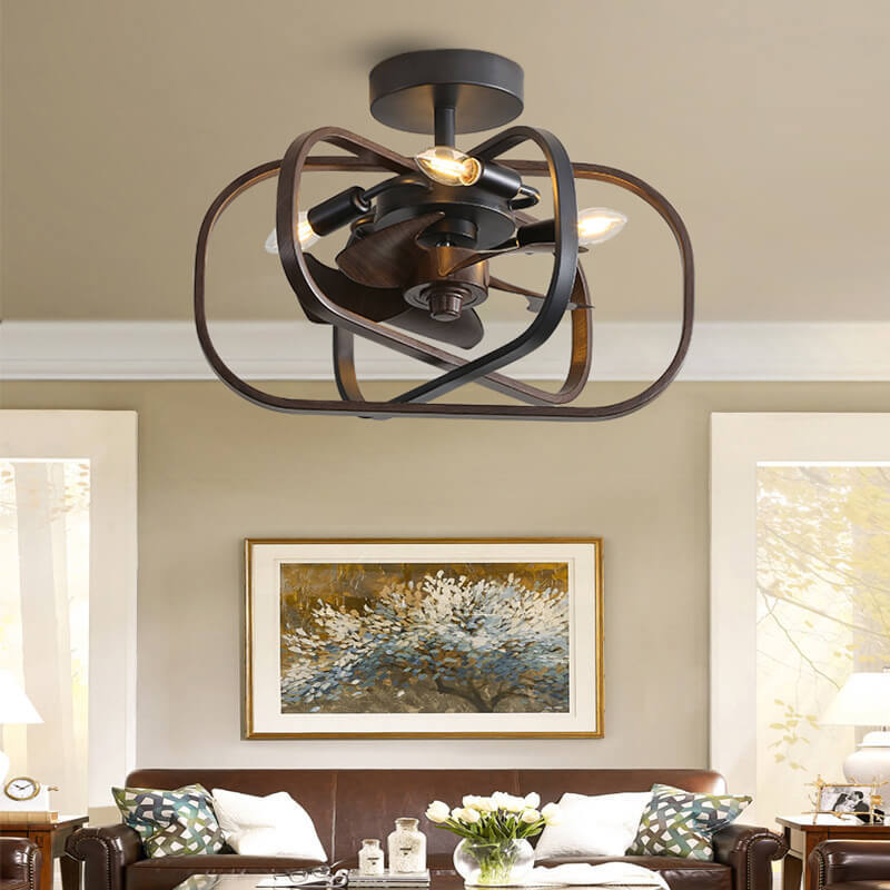 Industrial Minimalist Mount Ceiling Fan Light
