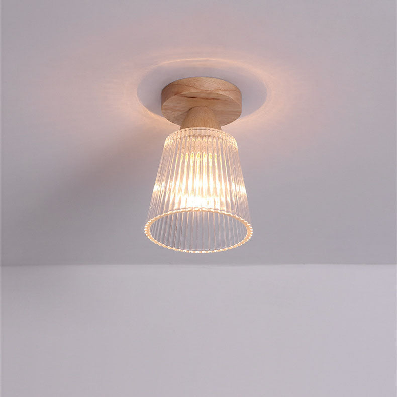 Japanese Minimalist Log Glass Ceiling Light