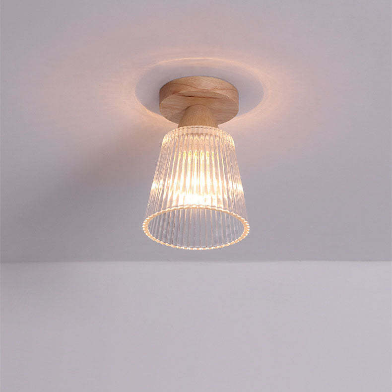 Japanese Minimalist Log Glass Ceiling Light