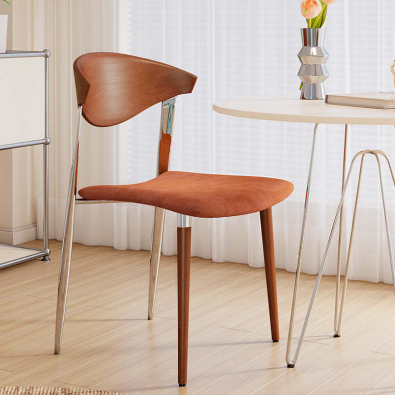 Lighom traditional four-leg metal dining chairs & benches — Orange / Brown