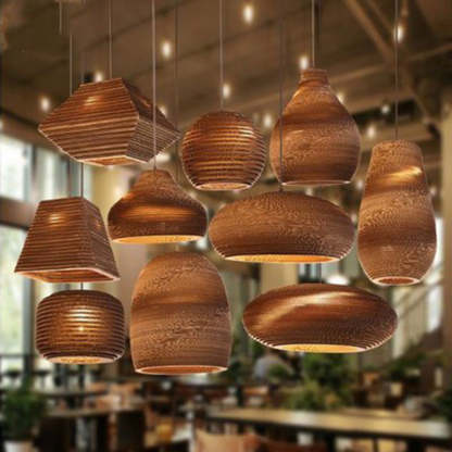Retro Paper Elliptic Bell Trapezoid Polygonal Pendant Light