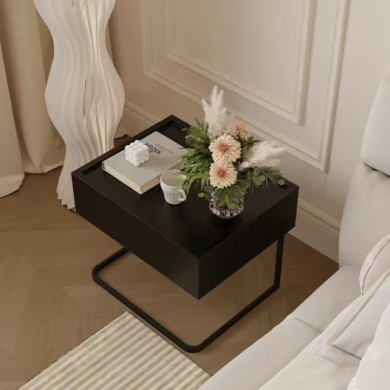 Minimalist Solid Wood Iron Nightstand