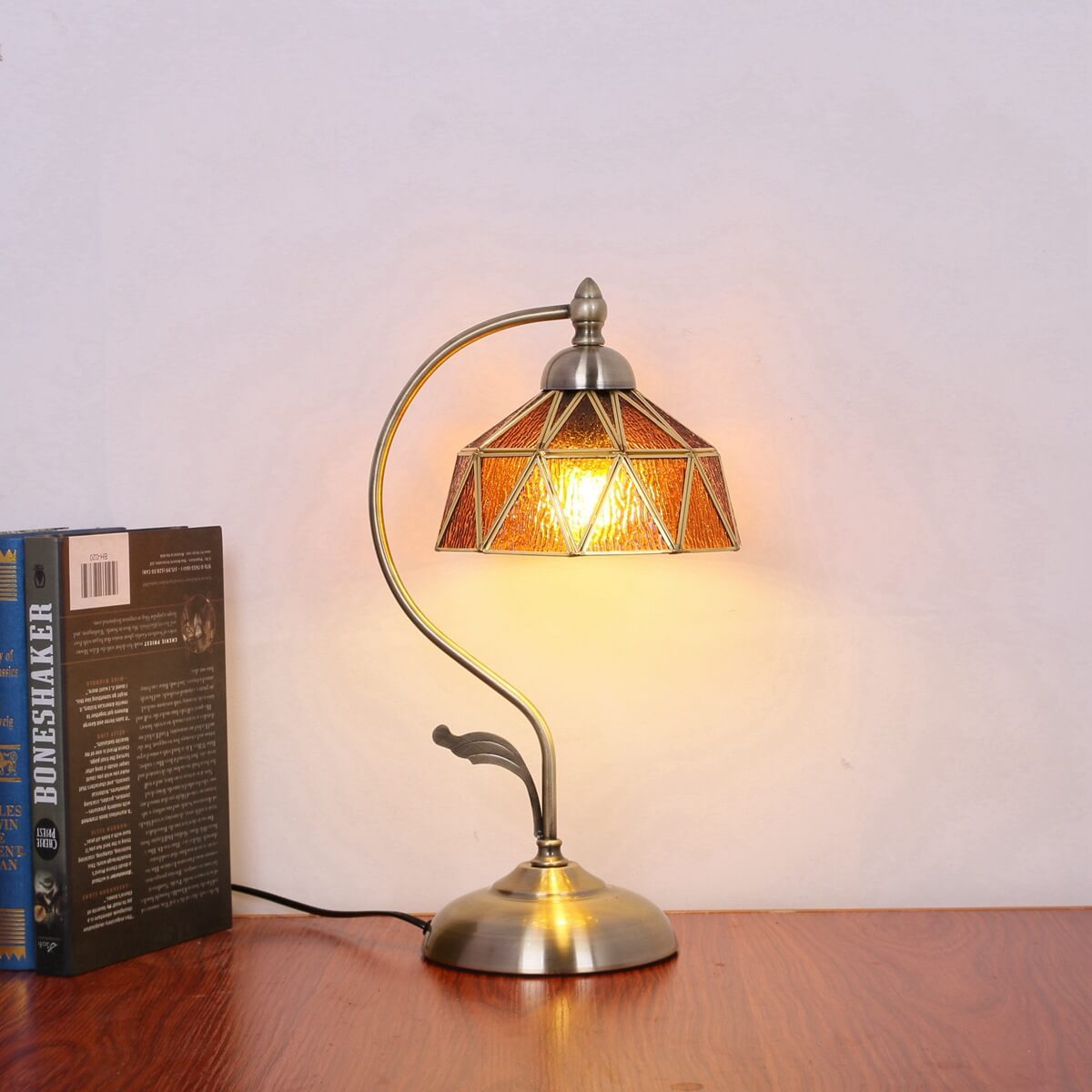 European Tiffany Amber Lucite Glass Lamp — 110V-120V For US/CA