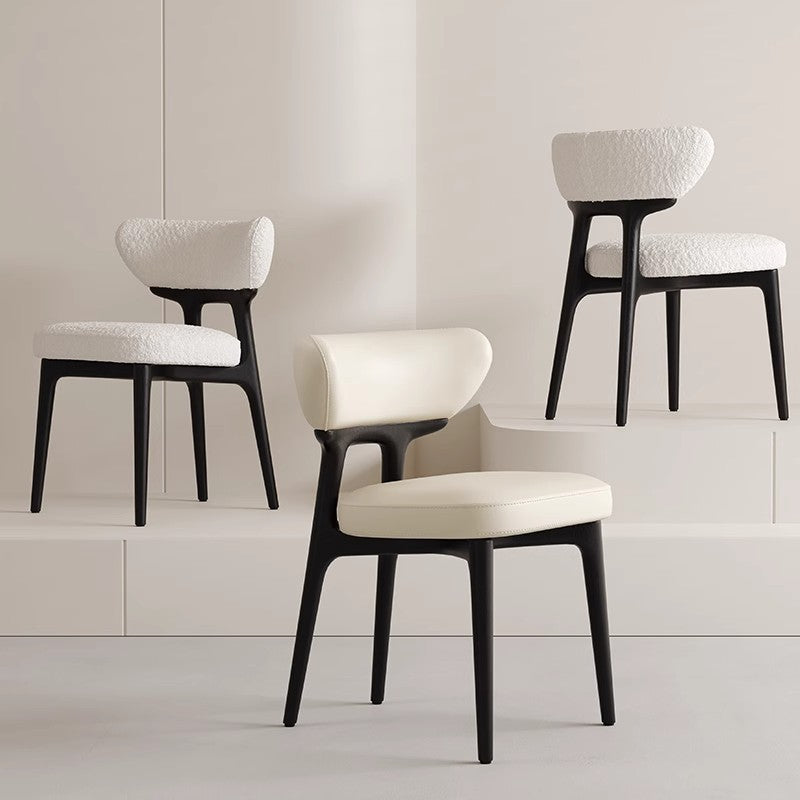 Minimalist Lambswool Leather Wood Chair