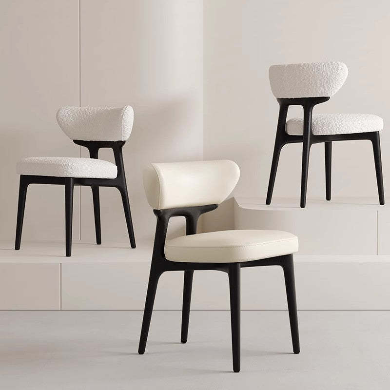 Minimalist Lambswool Leather Wood Chair