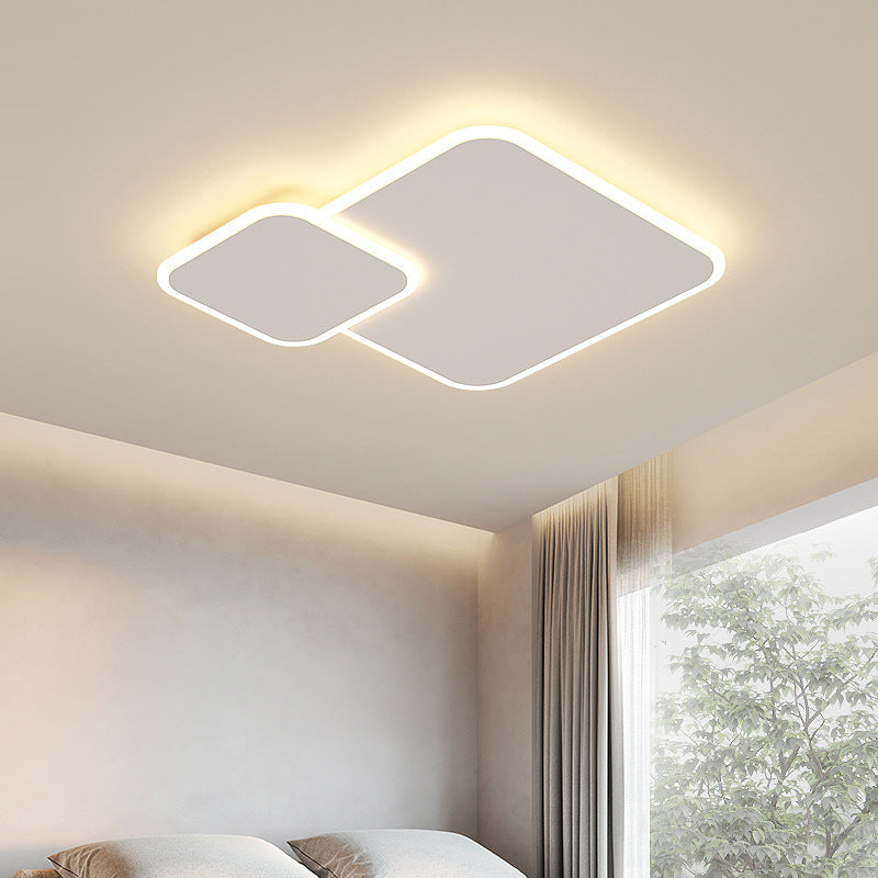 Lighom minimalist square geometric white flush mount lighting in acrylic — Single Layer / 220V-240V (UK/AU)
