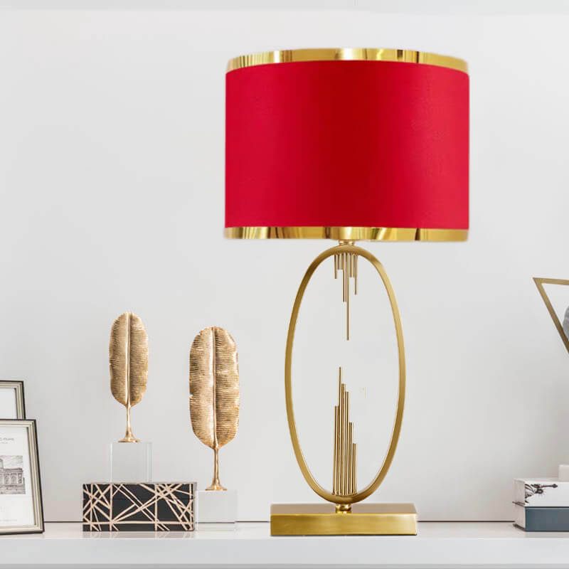 Mid-Century Square Metal Fabric Table Lamp