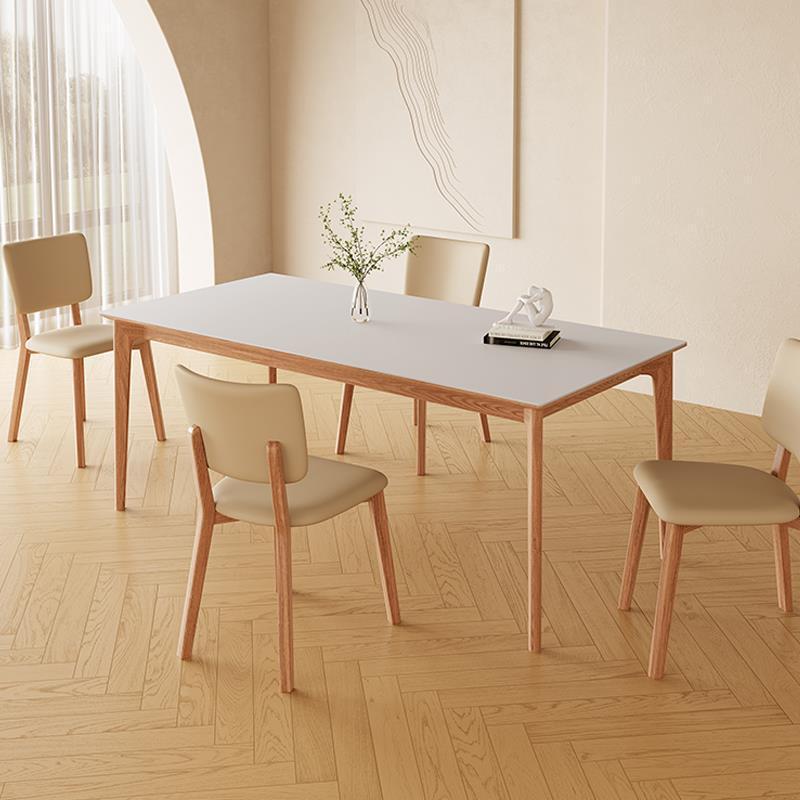 Minimalist Square Wood Leather Armless Chair