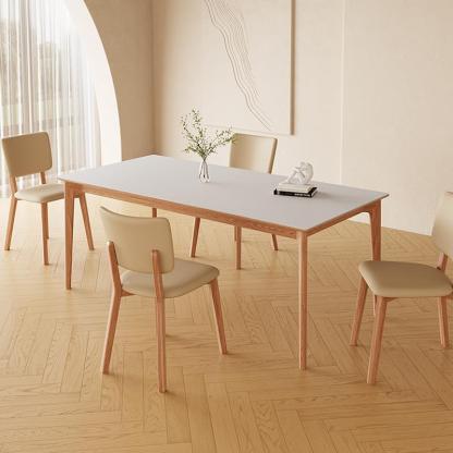 Minimalist Square Wood Leather Armless Chair
